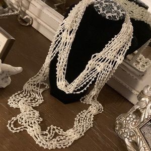 Pearl / knit wrap necklace